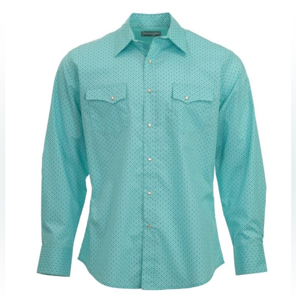 Wrangler Men's Aqua Button Down Shirt